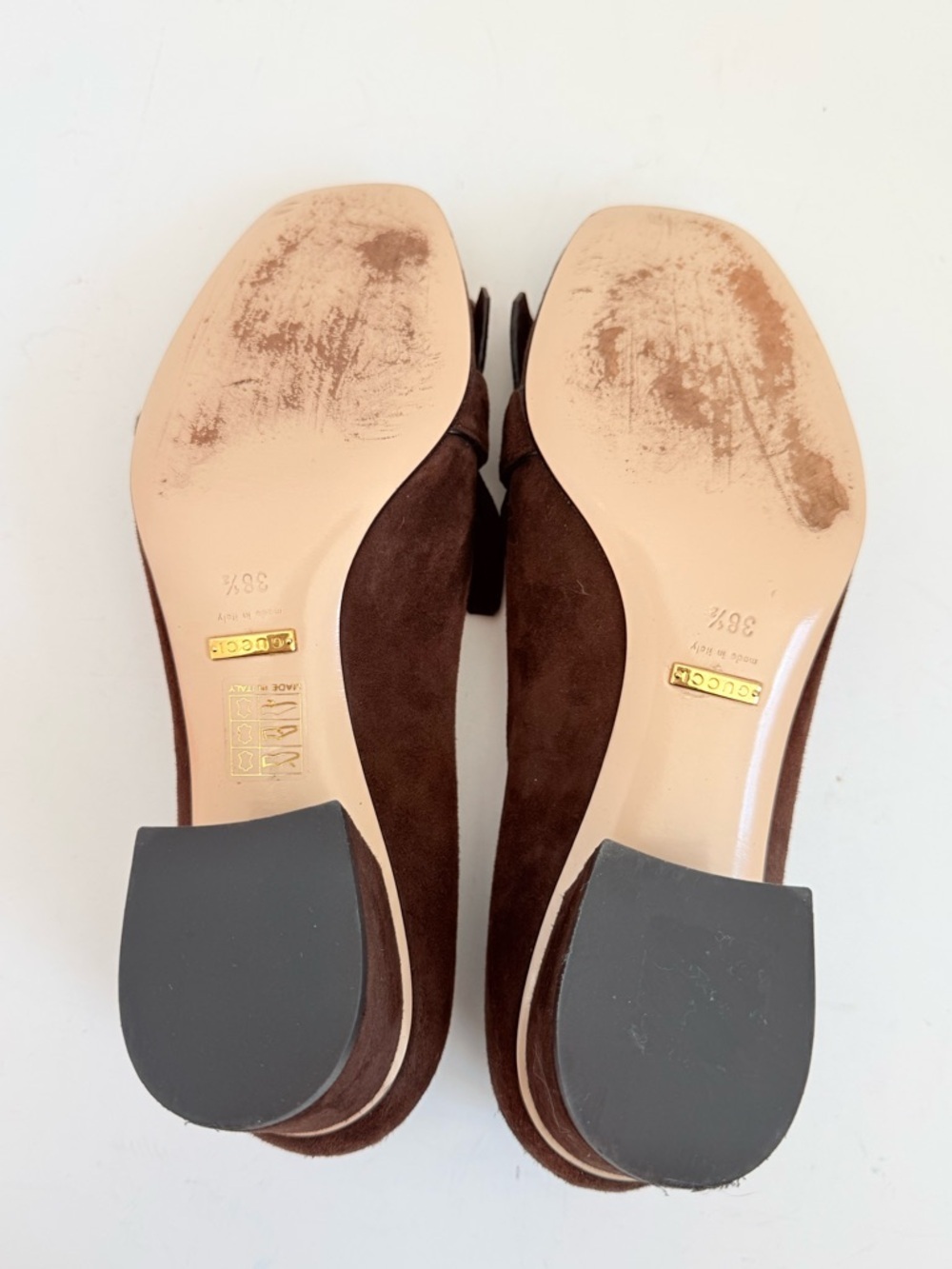 Gucci Dark Chocolate Brown Marmont GG fringe 55mm block heel Loafer pumps EU38.5 - Picture 8 of 11
